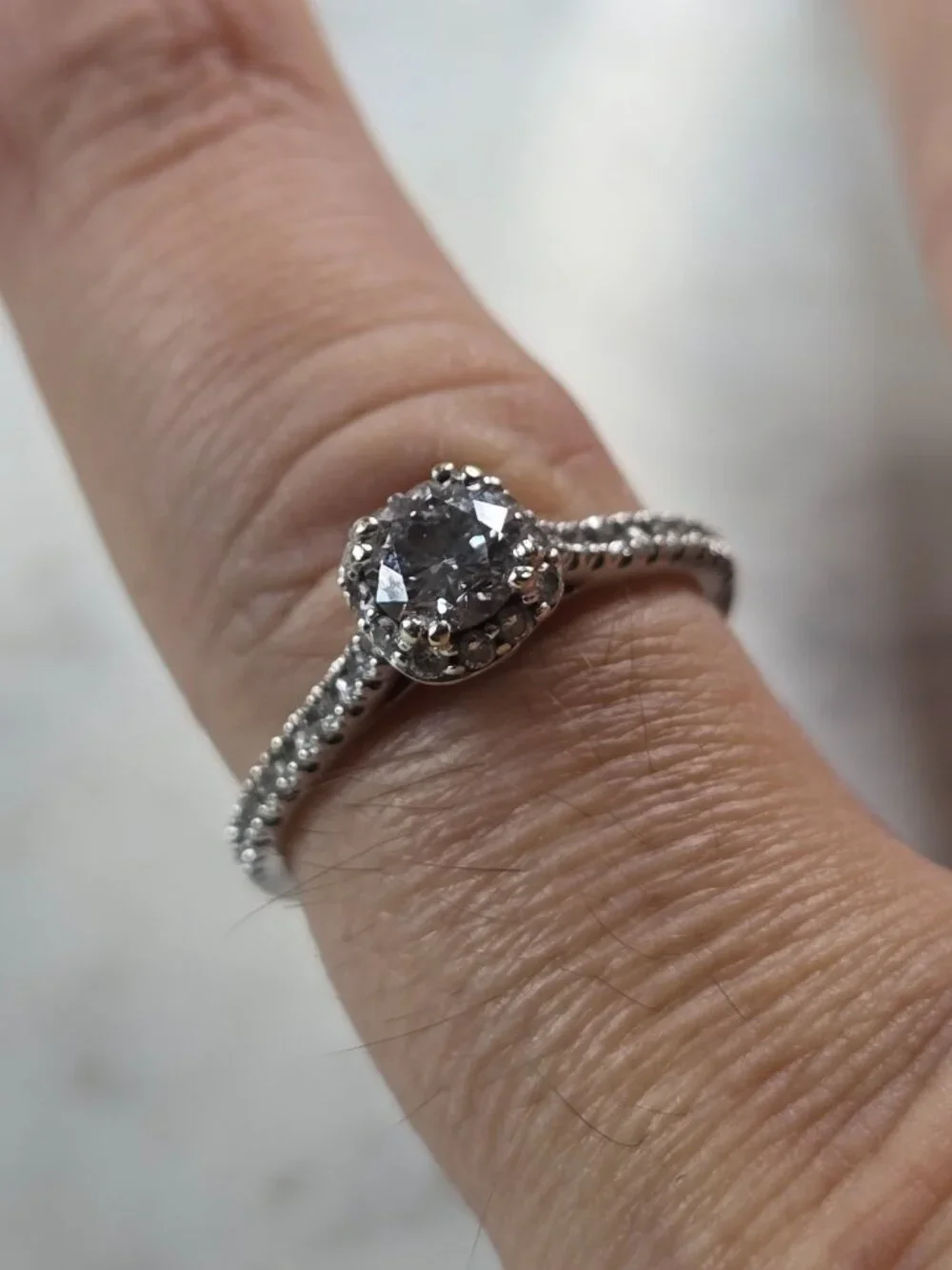 Womens Estate 14k White Gold Lab Diamond Ring 2.6g #E5756